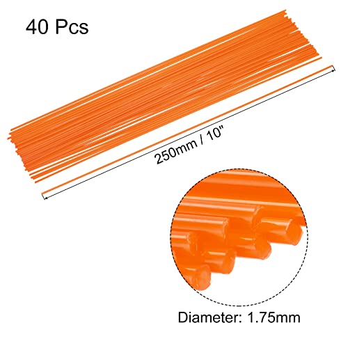 MECCANİXİTY Filament Yedekler PLA Filamentler Turuncu 1.75 mm, 250mm/10 inç Uzunluk için 3D Baskı Kalem, 40 paketi