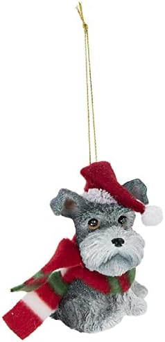 Tatlı Mutlu Yüz Glitter Santa şapka Schnauzer Köpek Süs Yavru Noel Ağacı Fransız Bulldog Glitter Süs Tatil Dekorasyon