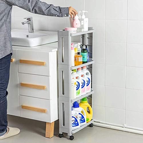 Conworld 4 Katmanlı İnce Depolama Sepeti (5.4 inç ), Mobil Raf Ünitesi Organizatörü Mutfak Banyo Çamaşırları için Depolama