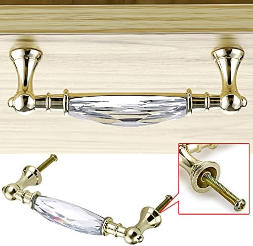 BiBiKi Paketi 2 Kristal Çekmece Kolu Çeker, modern Altın Cam Dekoratif dolap kapı Kolu Çeker Kolları Dresser Çekmece Dolap