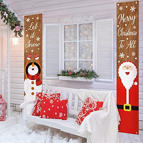 2 Parça Merry Christmas için Tüm Sundurma Işareti Noel Let It Kar Asılı Afiş Noel Ön Kapı Afiş Oxford Kumaş Noel Asılı Işareti