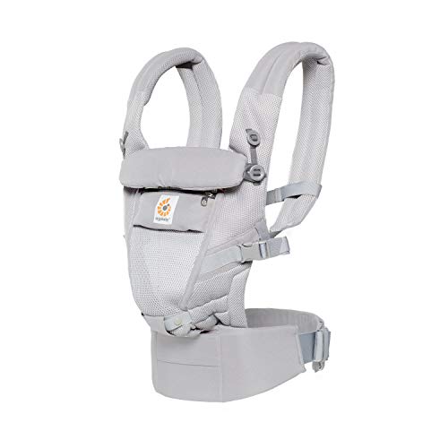Ergobaby Adapt Ergonomik Çok Pozisyonlu Bebek Taşıyıcı, Serin Hava Örgülü (7-45 Pound), İnci Grisi