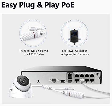 ANNKE H500 5MP PoE Ev Güvenlik Kamera Sistemi ile 6MP H. 265 + 8 Kanal NVR, 8 Adet 5MP Açık Gözetim CCTV IP Kamera ile 100ft