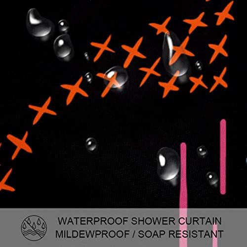 Lilibeely Polyester Duş perde seti Kanca ile Ağır Su Geçirmez Otel banyo perdesi Renkli Uzay Yıldız Gezegen Turuncu 66 X 72
