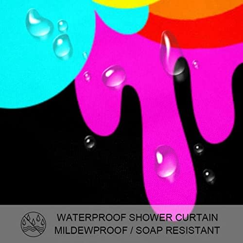 Lilibeely Su Geçirmez Yıkanabilir Polyester Kumaş Dekor Set 12 Hooks Yüzükler Duş Perdeleri Konuk Banyo için Siyah Soyut Barış