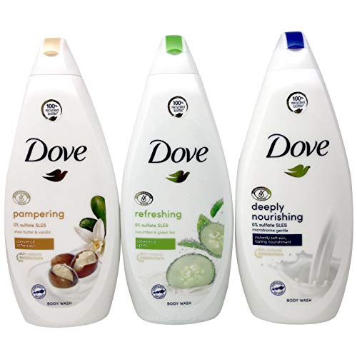 Dove Variety Pack Vücut Yıkama, Anında Yumuşak Ciltler için Derinlemesine Besleyici, Ferahlatıcı ve Canlandırıcı Ciltler için