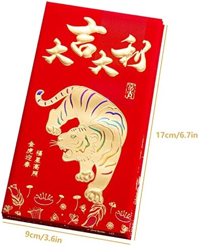 Vorey 6 Desenler 72 Adet Çin Yeni Yılı Kırmızı Zarflar Büyük, Kaplan Yılı Kırmızı Paketler, Bahar Şenliği Hong Bao Şanslı Para