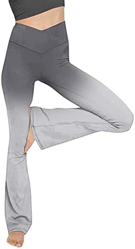 JPLZı kadın Kaçak Yoga Pantolon Crossover Yüksek Belli Geniş Bacak Egzersiz Flare Pantolon Bootcut Çalışma Elbise Pantolon