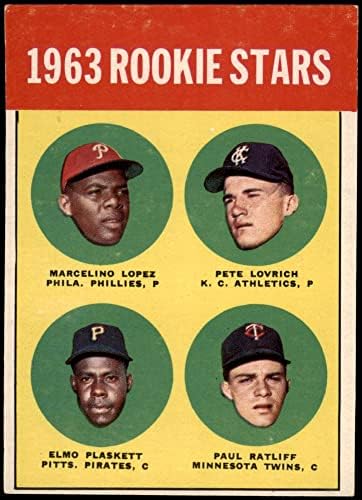 1963 Topps 549 Çaylak Yıldızları Marcelino Lopez / Paul Ratliff / Pete Lovrich / Elmo Plaskett Kansas City Phillies / Atletizm