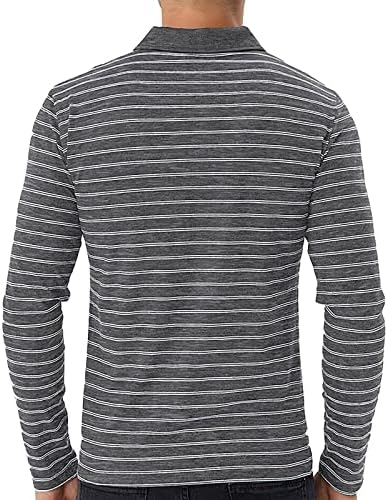HTHLVMD erkek POLO Gömlek Uzun Kollu Casual Slim-fit Temel Tasarlanmış Şerit Pamuk Gömlekler