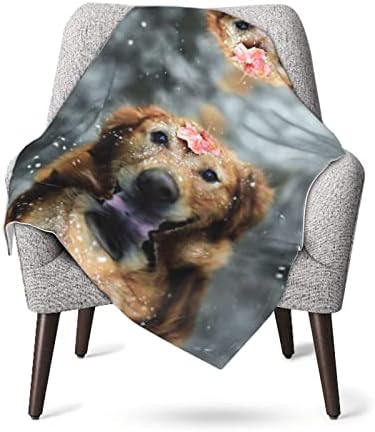 Yağmurda Mutlu Köpek Baskı Bebek Battaniyeleri, Bebek Kundak Battaniyesi, Peluş Polyester Kumaş, 30 X 40 İnç