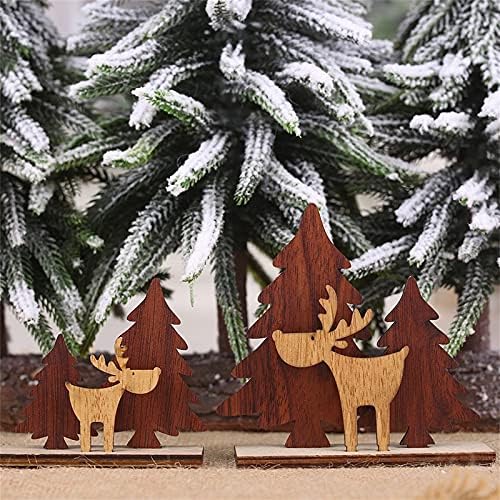 Mini Ahşap Noel Ağacı Süsleri Noel Süsleri DIY Açık Kahverengi Noel Süsleri Süslemeleri