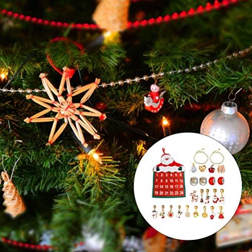 SSMDYLYM 25 Adet Asılı Noel Advent Takvimi Çocuklar DIY Malzemeleri Set Sevimli Bez Çanta Güzel Süsler Süslemeleri
