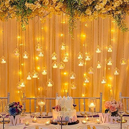 Szıqıqı Asılı Cam Küre Küreler çay ışık mumluklar ile Alevsiz LED Tealight için Düğün Süsler, düğün Doğum Günü Noel Partisi