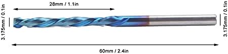 2 Flüt Düz Burun CNC Router Uçları, 1/8 İnç Shank Nano Kaplama Spiral Freze Kesici, 28mm Bıçak ve 60mm Tungsten End Mill için
