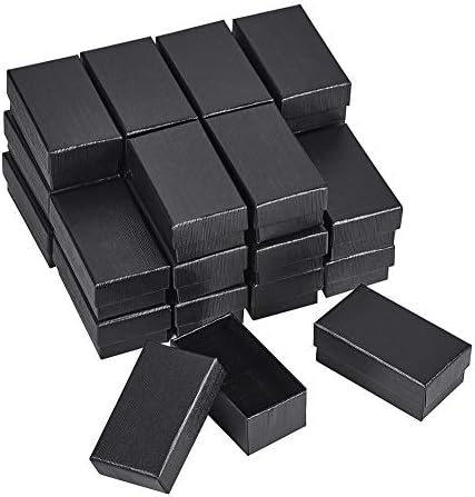 BENECREAT 24 Paket 2. 8x1. 5x1. 2 Siyah Kraft Karton Mücevher Kutuları Inek Derisi Desen Kraft Kolye Bilezik mücevher kutusu