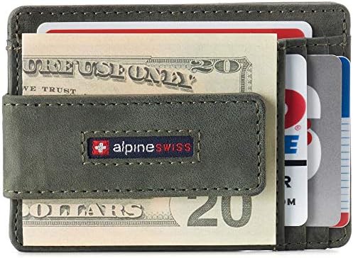 Alp isviçre Harper erkek RFID ince ön cep cüzdan manyetik para klip kimlik kartı sahibi deri