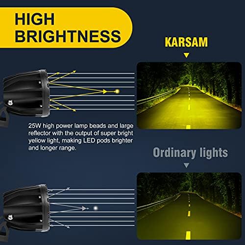 KARSAM 2 ADET 3.5 Inç Yuvarlak LED Bakla ışık Amber Yardımcı LED Sis Lambası Su Geçirmez Off road ışığı Bar Kamyon Motosiklet