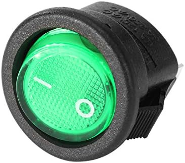 Aexıt Mini 3pin Anahtarları SPST 2 Pozisyon Yeşil LED Aydınlatmalı Tekne Rocker Yuvarlak Geçiş Anahtarı On-Off Kontrol UL Listelenen