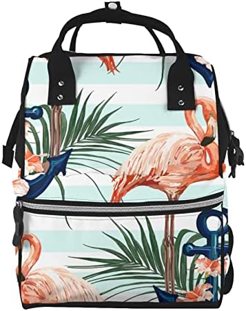 ZUNPNG Bezi Çanta Tropikal Flamingo Denizcilik Çapa Çiçek Stripes Mumya Sırt Çantası Seyahat Çantası Büyük İşlevli Su Geçirmez