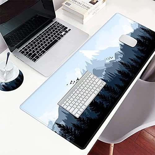Masa+Coaster için Büyük Mouse Pad, Genişletilmiş XXL Mouse Pad Büyük 31. 5x11. 8 inç w/ Tasarım, Dikişli Kenarlı Büyük Mouse
