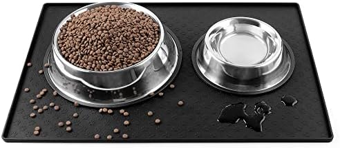 Coomazy Köpek Kedi Pet Besleme Mat, Silikon Su Geçirmez Gıda Mat 0.4 inç Yükseltilmiş Kenarları, kaymaz Pet Placemat Kase Tepsi