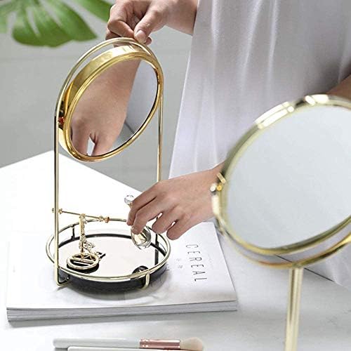 DJASM makyaj aynası Ayna Vintage 360° Rotasyon Metal Kozmetik Ayna Yuvarlak güzellik aynası El Yapımı makyaj aynası Dresser