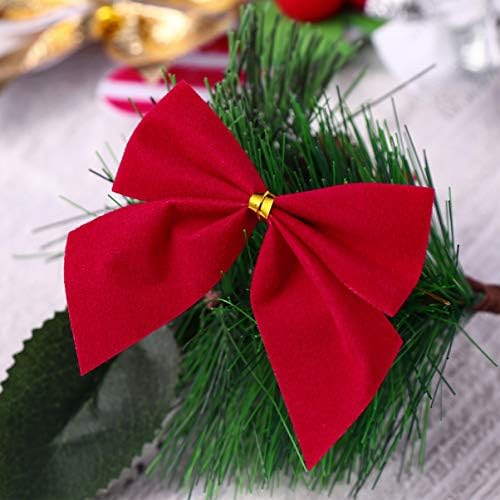 Kisangel 36 Pcs Noel Bowknots Mini Glitter Yaylar Noel Ağacı Çelenkler Süsler Asılı Kolye için Tatil Parti Malzemeleri