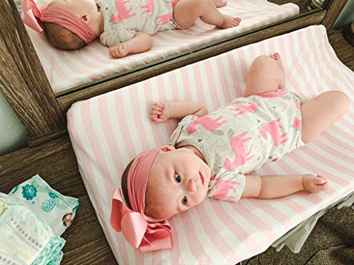 Değiştirme Pedi Kapağı-Premium Bebek Değiştirme Pedi Kapakları 4 Paket-Kız Değiştirme Pedi Kapağı - Saf Pamuklu Makinede Yıkanabilir