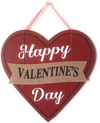 Mutlu sevgililer Günü Kalp Ahşap Duvar Dekorasyon, kalp şeklinde Kırmızı Ahşap ve Çuval Bezi Dekor, sevgililer Asılı işareti