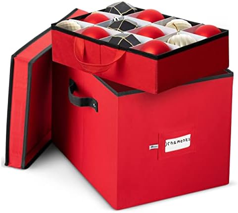 Tepsili Büyük Süs Eşyaları için Premium Noel Süsleme Saklama Kutusu-4 inç Bölme-Saklama Kabı 36 Tatil Süsleri Tutun-Yırtılmaya
