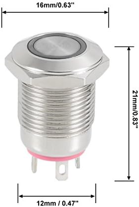 uxcell Anlık Metal basmalı düğme Anahtarı 12mm Montaj Çapı 2A 1NO 3-6VAC / DC Kırmızı led ışık