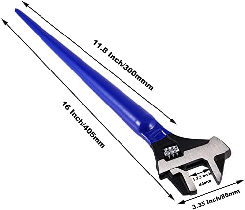 SHEUTSAN 2 Paket Metrik Ölçekli 16 İnç Ayarlanabilir Konstrüksiyon Spud Anahtarı, Çok Fonksiyonlu Spud Anahtarı Mavi Kauçuk