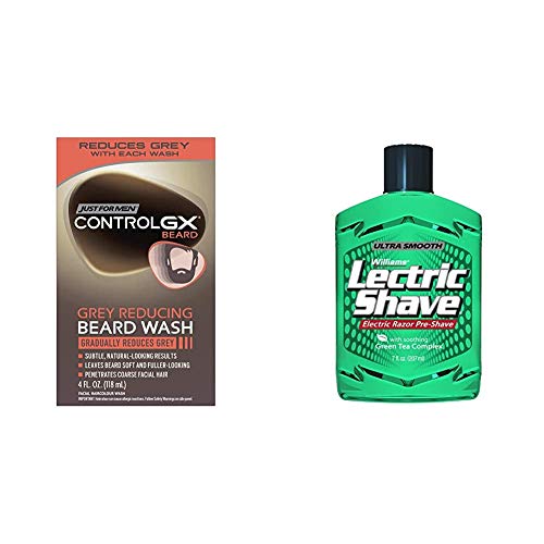 Just For Men Control GX Grey Reducing Beard Shampoo for Mustache & Beard with Williams Lectric Tıraş, Erkekler için Elektrikli