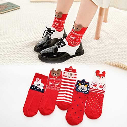 Yvınak 5 Pairs Noel Çocuk Pamuk sıcak tutan çoraplar Çocuk Karikatür Erkek Kız Toddler Kış Sonbahar Noel komik çoraplar