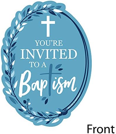Vaftiz Mavi Zarif Çapraz Şekilli Dolgu Davetiyeleri-Zarflı Çocuk Dini Parti Davetiye Kartları-12'li Set