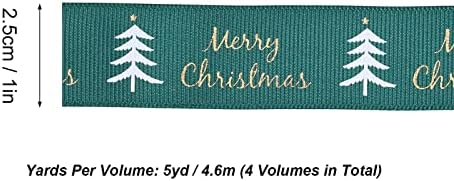 Yeşil dekorasyon kemer, geniş yeşil şerit çam ağacı Desen Noel ağacı çelenk hediye çantası dekorasyon için