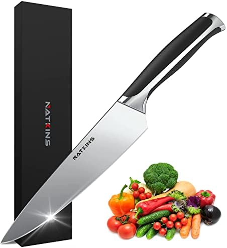 Mutfak Bıçağı, 8 İnç Şef Bıçağı, NATKİNS Keskin Pişirme Bıçağı Ergonomik Saplı Çok Amaçlı Klasik, Kolay Temizlenebilir, Bulaşık