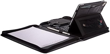 iPad Klavye Portföyü, 9.7 inç iPad Pro için Bluetooth Klavyeli Yönetici Deri Padfolio Kılıf, Siyah