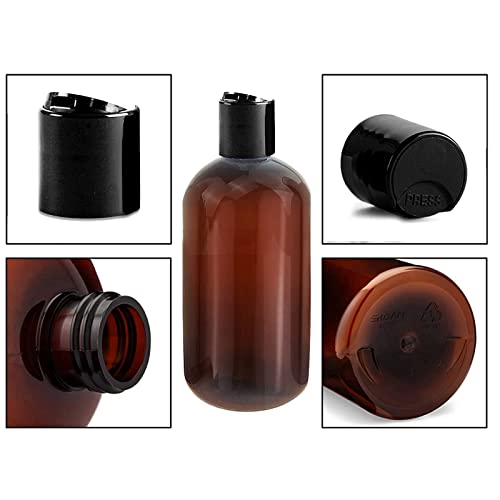 Disk Kapaklı 6 Paket Boş Plastik Sıkma Kehribar Şişeleri, El dezenfektanı Şampuan Losyonu vb. Için Doldurulabilir Seyahat Kapları-BPA