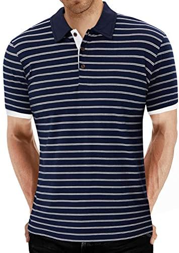 MLANM erkek POLO Gömlek Kısa / Uzun Kollu Casual Slim-fit Temel Tasarlanmış Şerit Pamuk Gömlekler