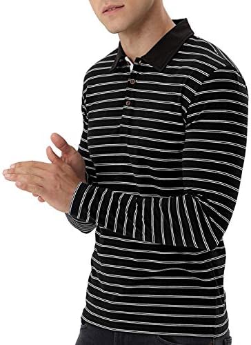 MLANM erkek POLO Gömlek Kısa / Uzun Kollu Casual Slim-fit Temel Tasarlanmış Şerit Pamuk Gömlekler