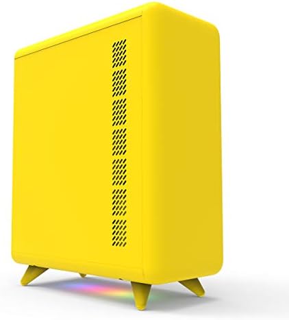 Altın ALAN Q3056-Y Mini ITX PC Kasa Alt ARGB Aydınlatma Şeritli Küçük Boy Sarı Bilgisayar Kasaları (Sarı)