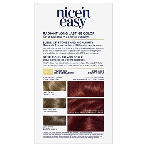 Clairol Nice'n Easy Kalıcı Saç Boyası, 6TR Gerçek Kızıl Saç Rengi, 1 Sayım