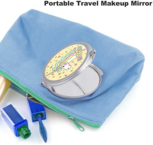 Kompakt Ayna 2X Büyütme Taşınabilir Çantalar için/Seyahat, yuvarlak makyaj aynası Katlanır Mini cep aynası Taşınabilir El Aynası,