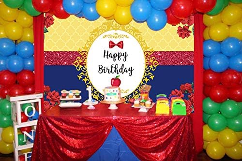 Allenjoy Prenses Kırmızı ve Kraliyet Mavi Çiçek Doğum Günü Zemin Çocuk Kız Gül Sarı Ayna Mutlu Bday Parti Apple Ilmek Kek masa