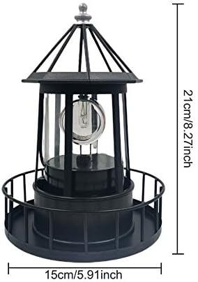 GEZICHTA LED Güneş Enerjili Deniz Feneri, 360 Derece Dönen Lamba, IP65 Su Geçirmez LED Güneş Deniz Feneri Bahçe Yard Açık Dekor