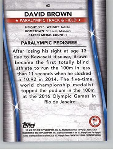2021 Topps ABD Olimpiyatları ve Paralimpik Takımı Adayları Gümüş 62 David Brown Paralimpik Atletizm Resmi Spor Ticaret Kartı