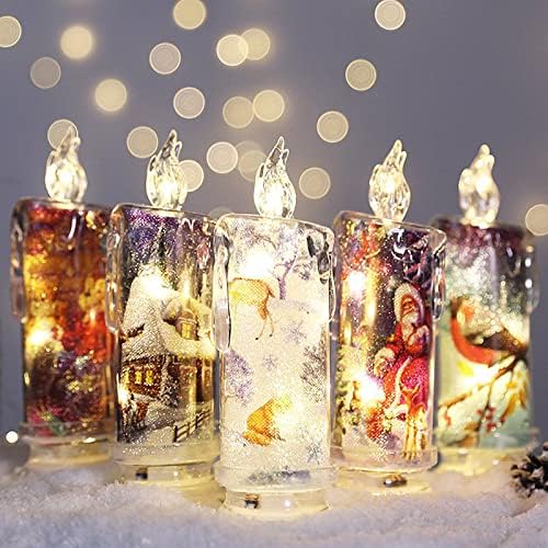Noel Deco Alevsiz Titrek Mumlar, LED Elektronik Mum Kardan Adam Santa Gece Lambası Noel atmosfer ışığı dekorasyon, pille çalışan