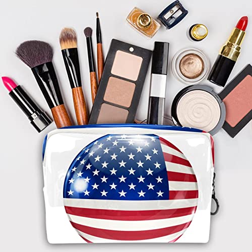 Kozmetik Durumda Organizatör Amerikan Bayrağı Seyahat Makyaj Çantası Kompakt Makyaj Çantası Su Geçirmez makyaj çantası Kadın